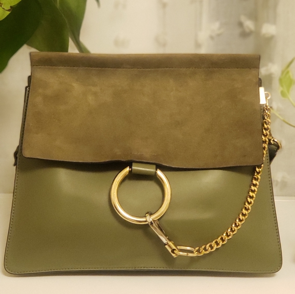 Chloé Faye Shoulder Bag Leather and Suede Medium